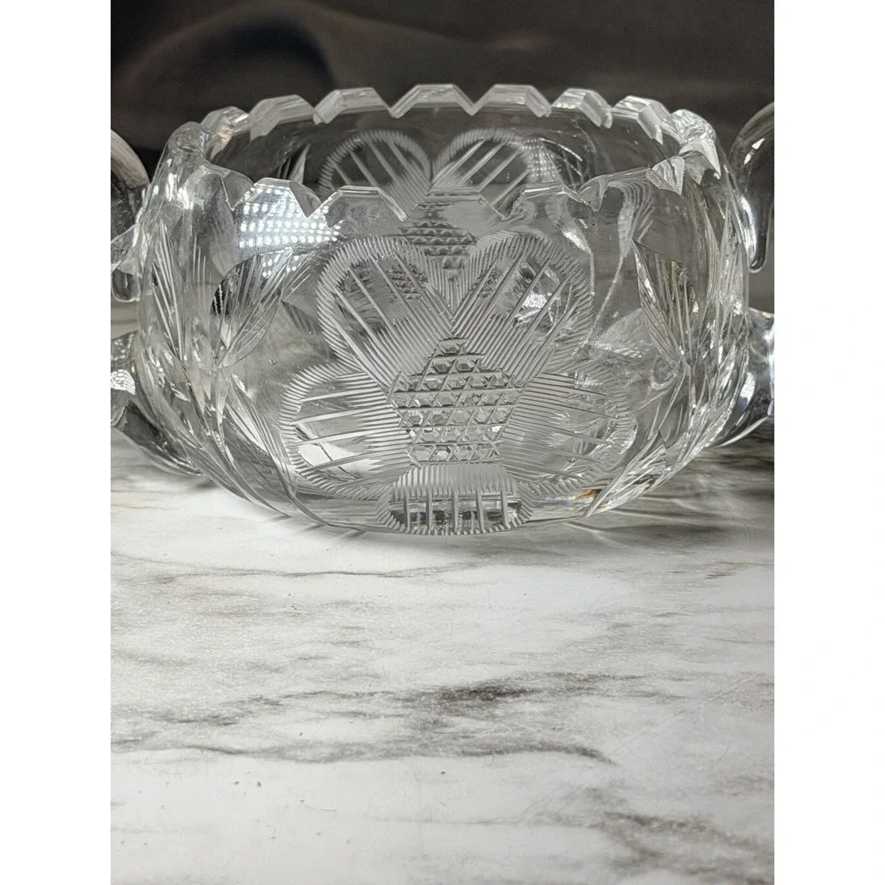 America Brilliant Period Style Cut Crystal Cream and Sugar Set Sunflower (3027)